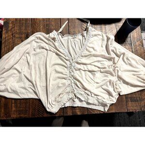 Gimmiks Terry Cinch, Flowy Blouse, Beige, Womens Large